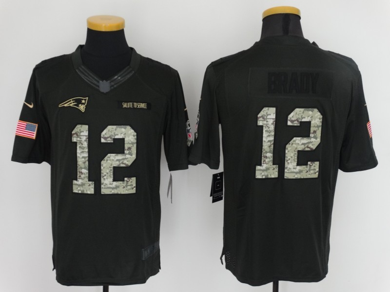 Nike Patriots 12 Tom Brady Anthracite Salute to Service Limited Jersey
