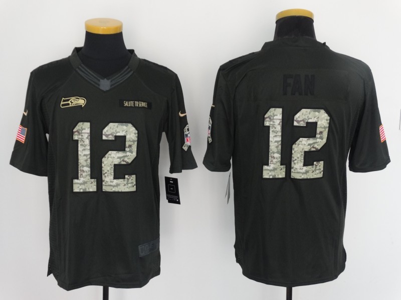 Nike Seahawks 12 Fan Anthracite Salute to Service Limited Jersey