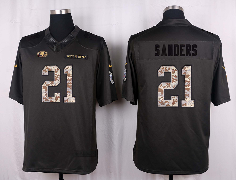 Nike 49ers 21 Deion Sanders Anthracite Salute to Service Limited Jersey