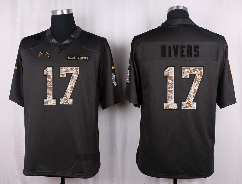 Nike Chargers 17 Philip Rivers Anthracite Salute to Service Limited Jersey