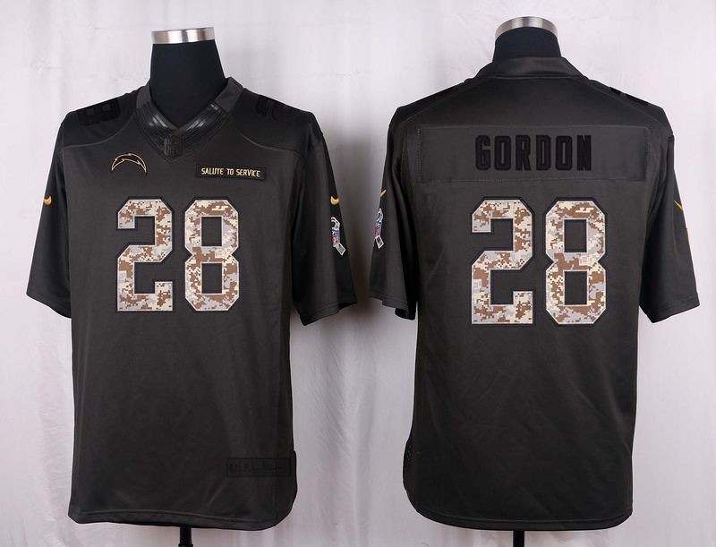 Nike Chargers 28 Melvin Gordon Anthracite Salute to Service Limited Jersey