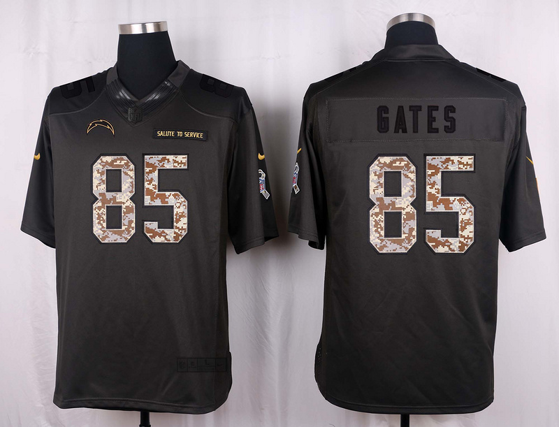 Nike Chargers 85 Antonio Gates Anthracite Salute to Service Limited Jersey