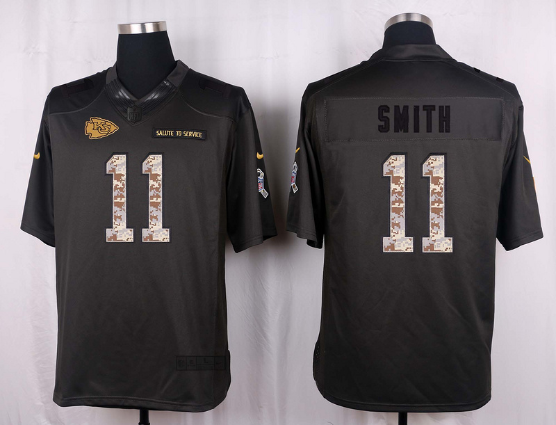 Nike Chiefs 11 Alex Smith Anthracite Salute to Service Limited Jersey
