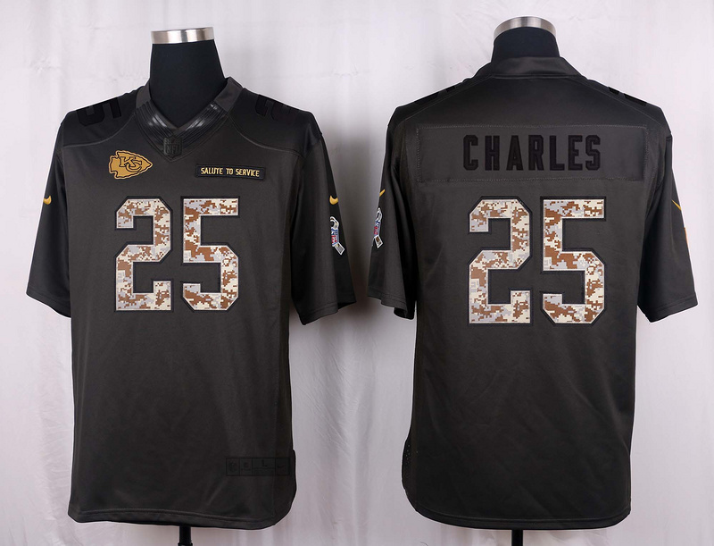 Nike Chiefs 25 Jamaal Charles Anthracite Salute to Service Limited Jersey