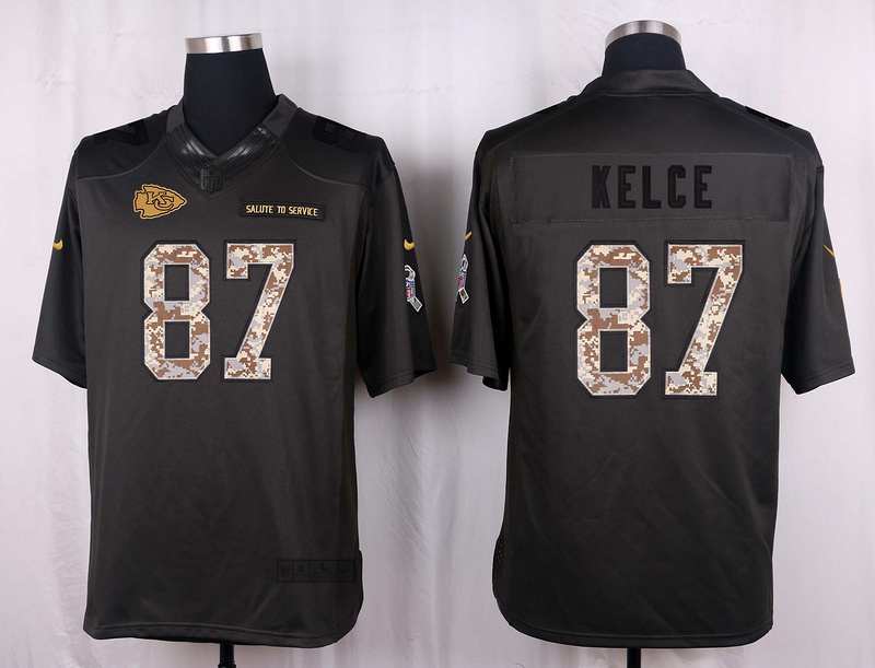 Nike Chiefs 87 Travis Kelce Anthracite Salute to Service Limited Jersey