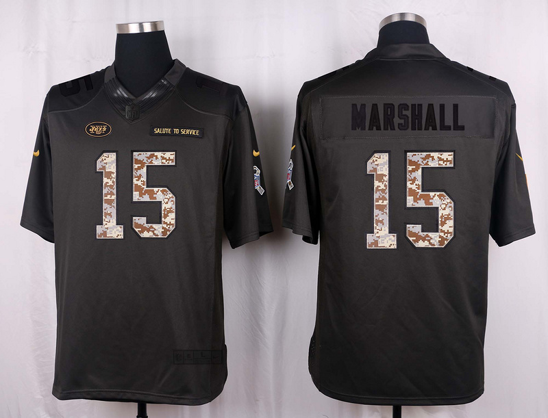 Nike Jets 15 Brandon Marshall Anthracite Salute to Service Limited Jersey