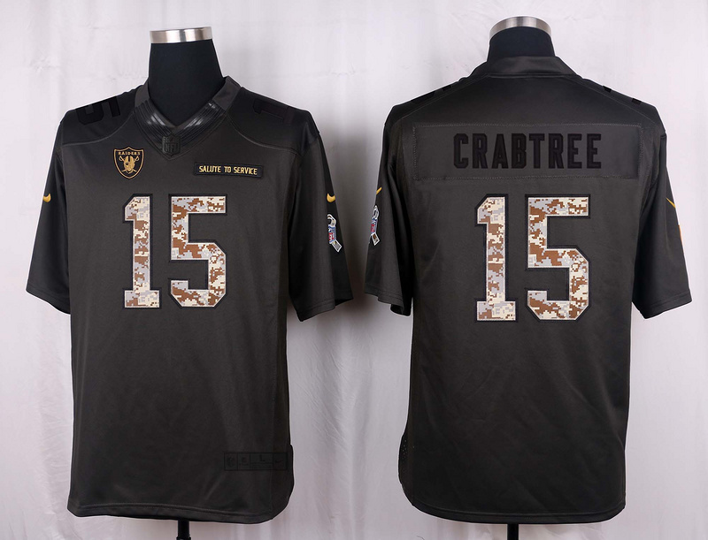 Nike Raiders 15 Michael Crabtree Anthracite Salute to Service Limited Jersey