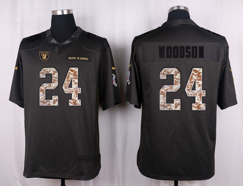 Nike Raiders 24 Charles Woodson Anthracite Salute to Service Limited Jersey