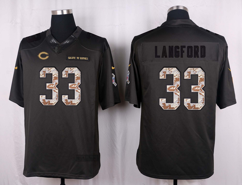 Nike Bears 33 Jeremy Langford Anthracite Salute to Service Limited Jersey