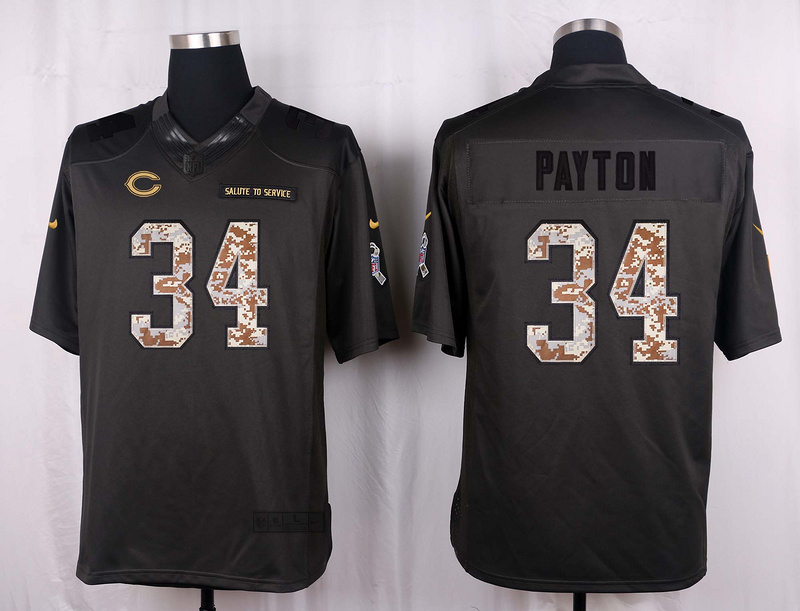 Nike Bears 34 Walter Payton Anthracite Salute to Service Limited Jersey
