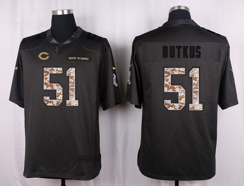 Nike Bears 51 Dick Butkus Anthracite Salute to Service Limited Jersey