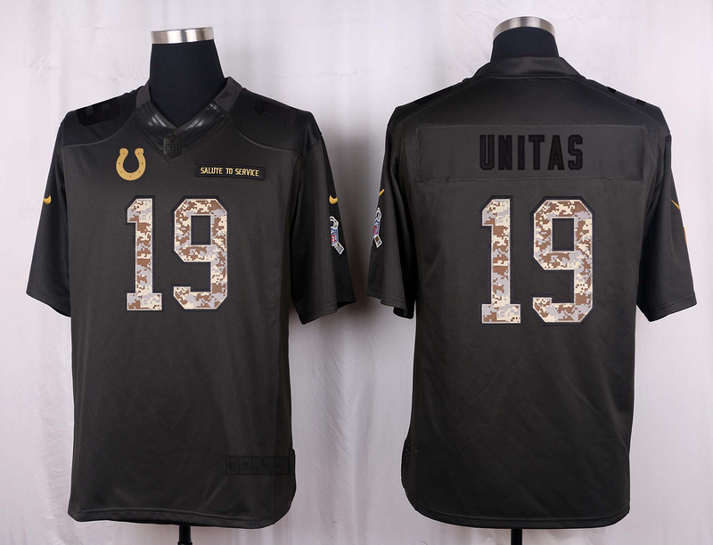 Nike Colts 19 Johnny Unitas Anthracite Salute to Service Limited Jersey