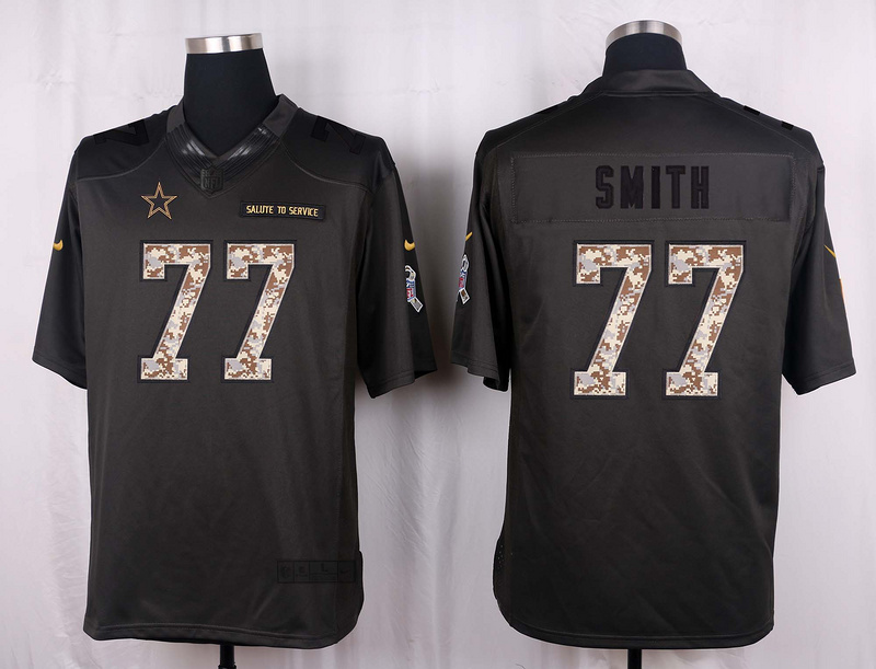 Nike Cowboys 77 Tyron Smith Anthracite Salute to Service Limited Jersey
