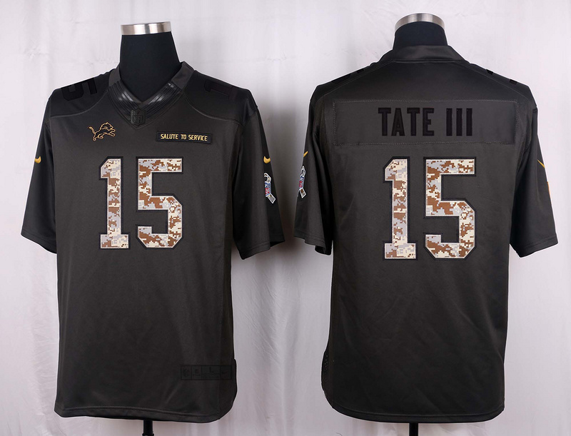 Nike Lions 15 Golden Tate III Anthracite Salute to Service Limited Jersey