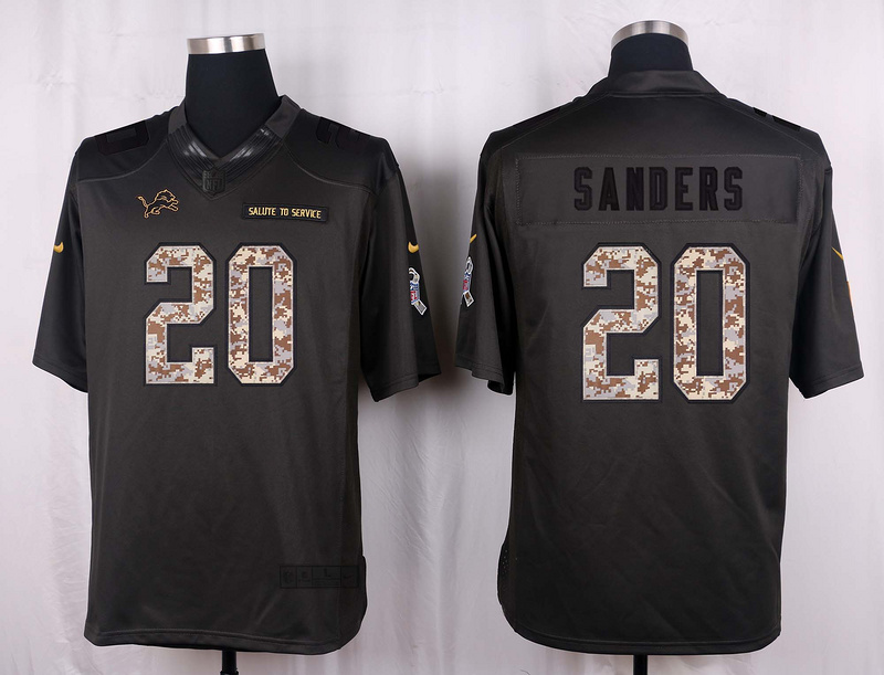 Nike Lions 20 Barry Sanders Anthracite Salute to Service Limited Jersey