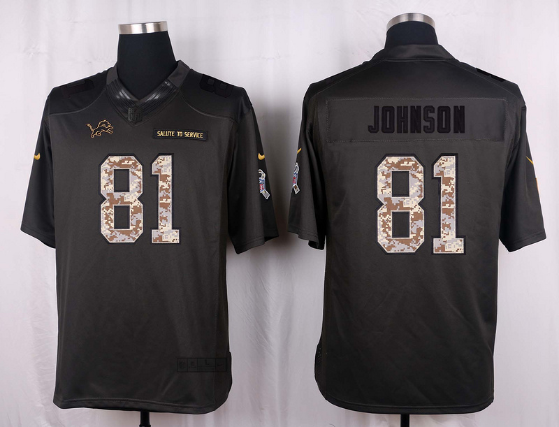 Nike Lions 81 Calvin Johnson Anthracite Salute to Service Limited Jersey