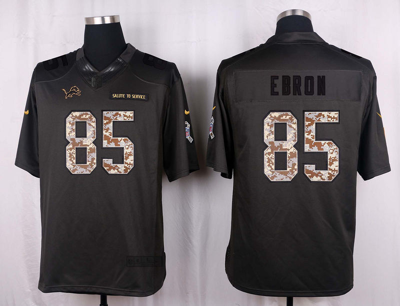 Nike Lions 85 Eric Ebron Anthracite Salute to Service Limited Jersey