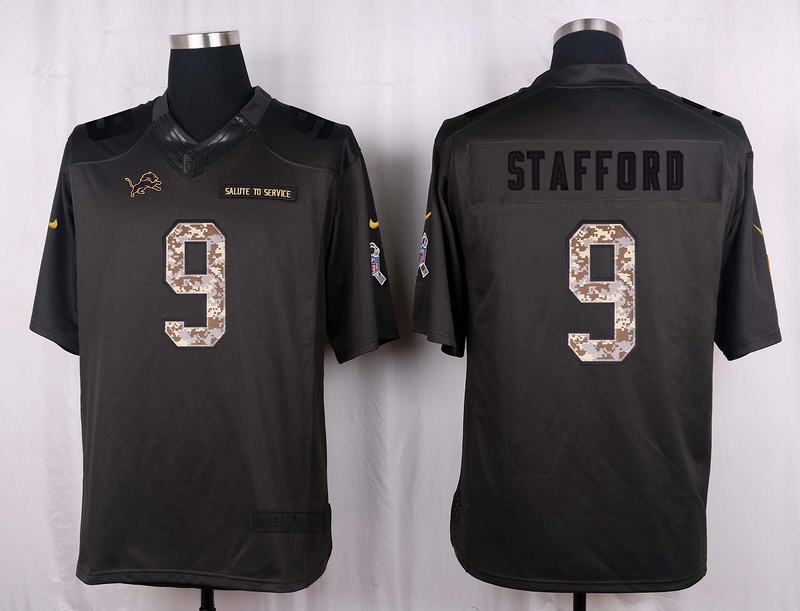 Nike Lions 9 Matthew Stafford Anthracite Salute to Service Limited Jersey
