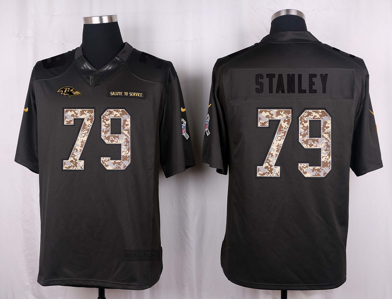 Nike Ravens 79 Ronnie Stanley Anthracite Salute to Service Limited Jersey