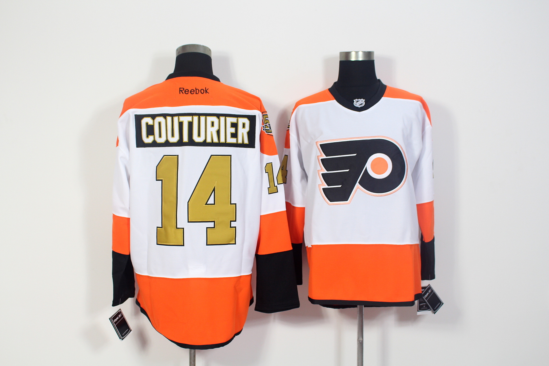 Flyers 14 Sean Couturier White With 50th Anniversary Patch Reebok Jersey