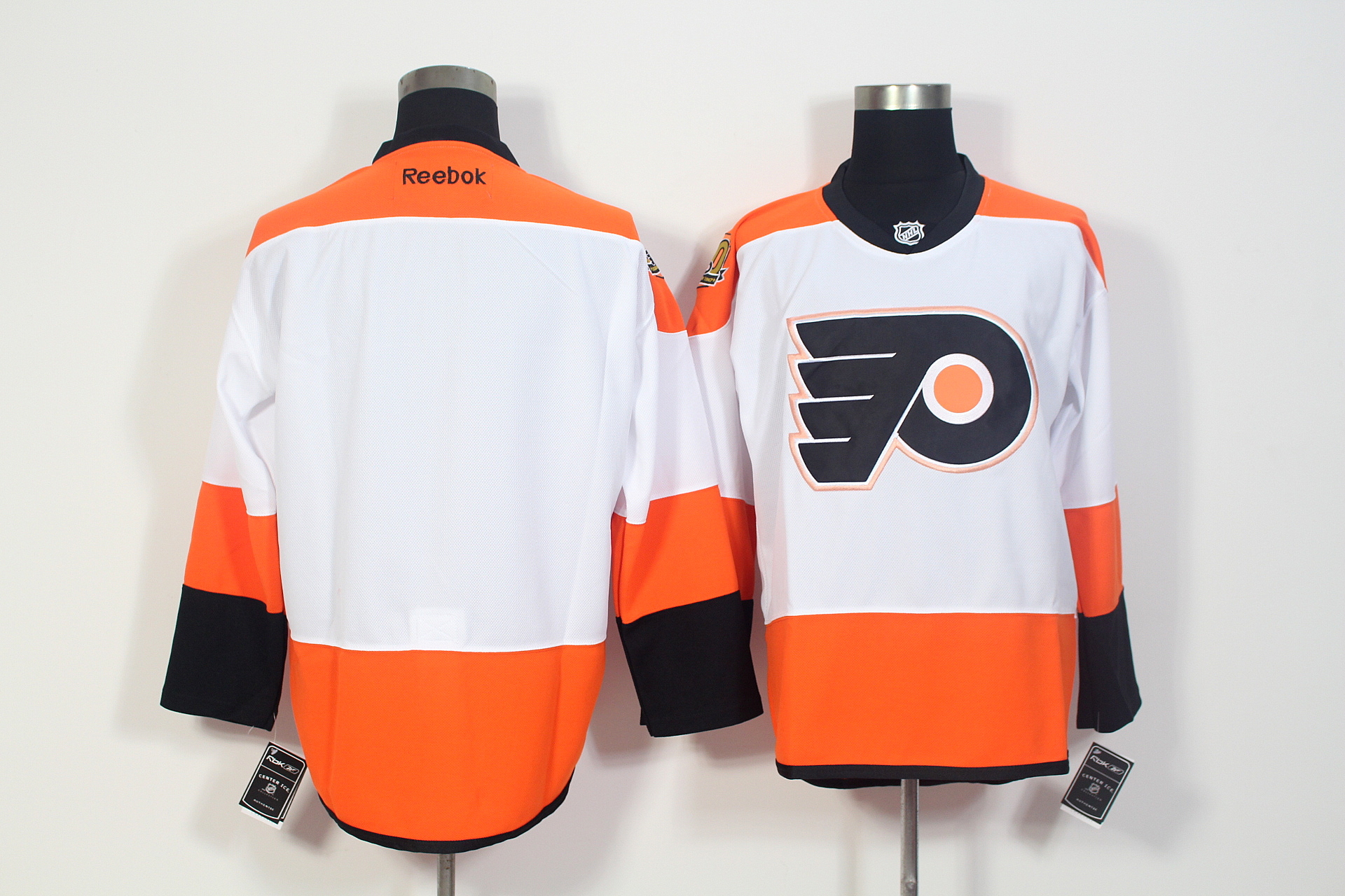 Flyers Blank White With 50th Anniversary Patch Reebok Jersey