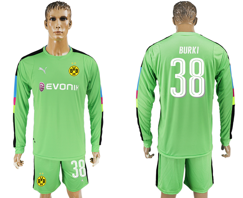 2016-17 Dortmund 38 BURKI Green Long Sleeve Goalkeeper Soccer Jersey