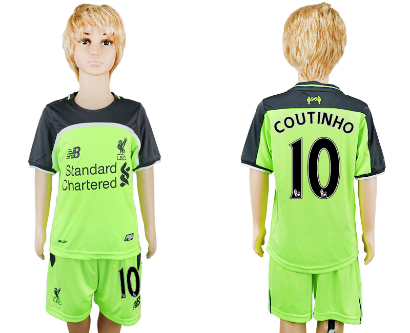 2016-17 Liverpool 10 COUTINHO Third Away Youth Soccer Jersey