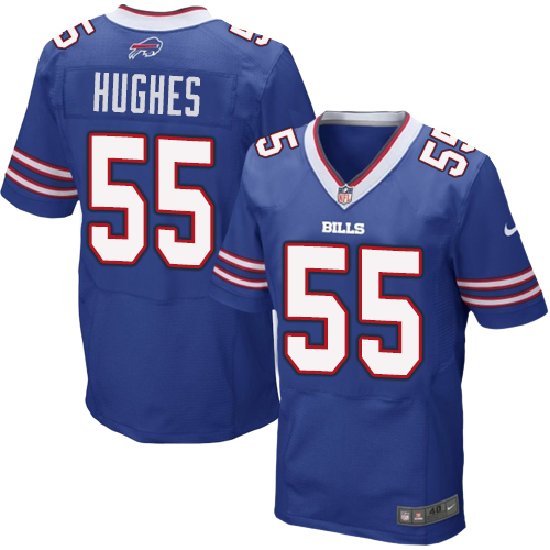 Nike Bills 55 Jerry Hughes Royal Elite Jersey