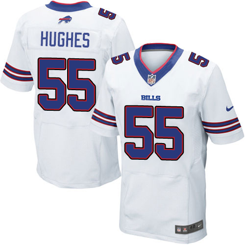 Nike Bills 55 Jerry Hughes White Elite Jersey