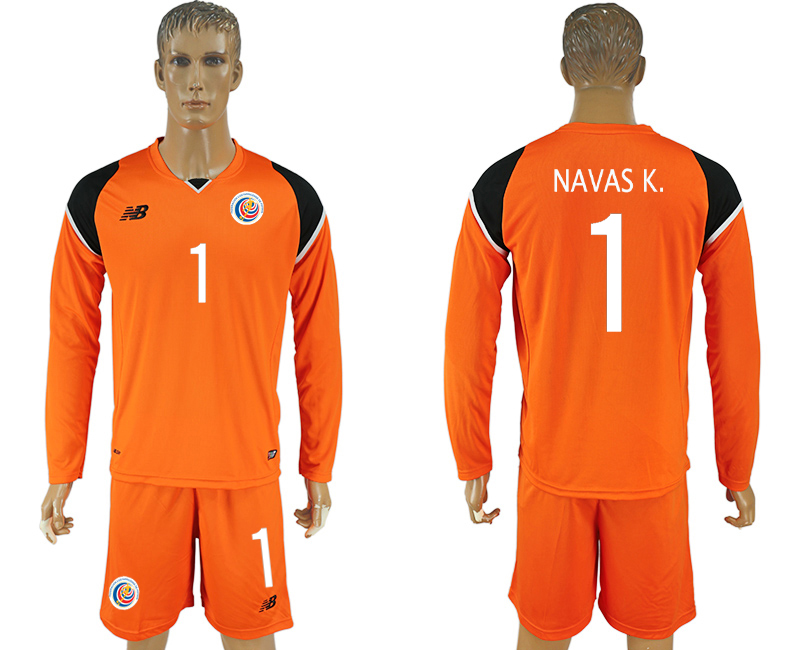 2016-17 Costa Rica 1 NAVAS K. Orange Goalkeeper Long Sleeve Soccer Jersey 2016-17 Costa Rica 1 NAVAS K. Orange Goalkeeper Long Sleeve Soccer Jersey