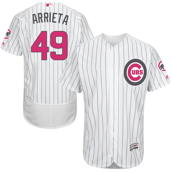 Cubs 49 Jake Arrieta White 2016 Mother's Day Flexbase Jersey
