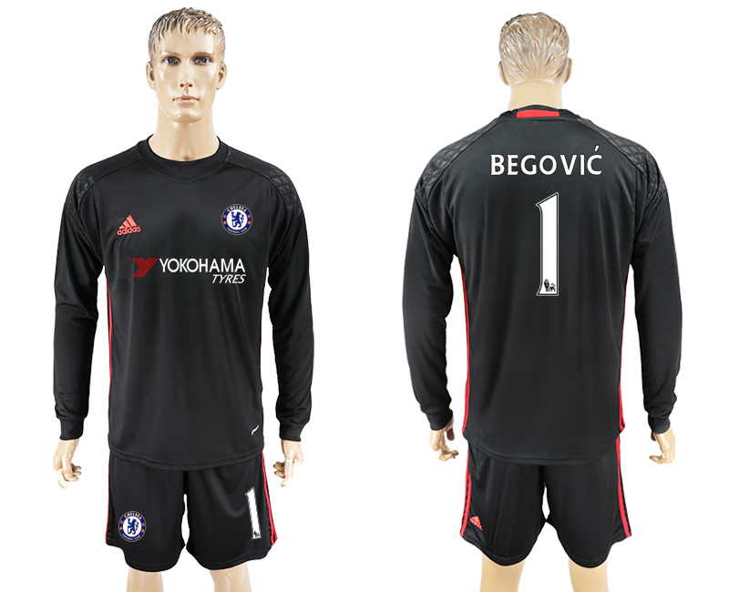 2016-17 Chelsea 1 BEGOVIC Black Goalkeeper Long Sleeve Soccer Jersey