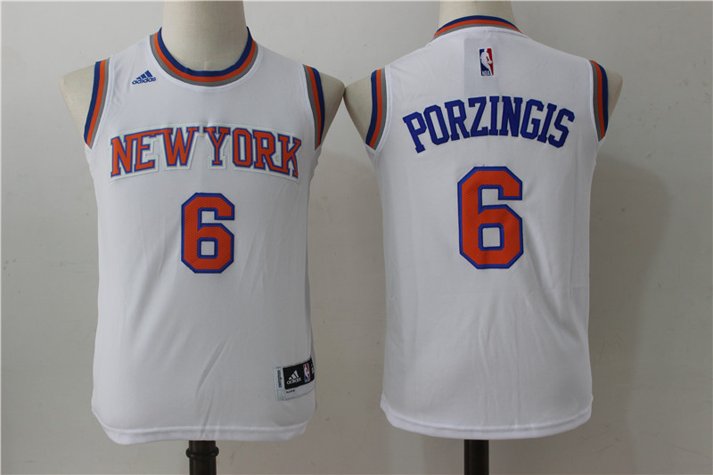 Knicks 6 Kristaps Porzingis White Youth Swingman Jersey