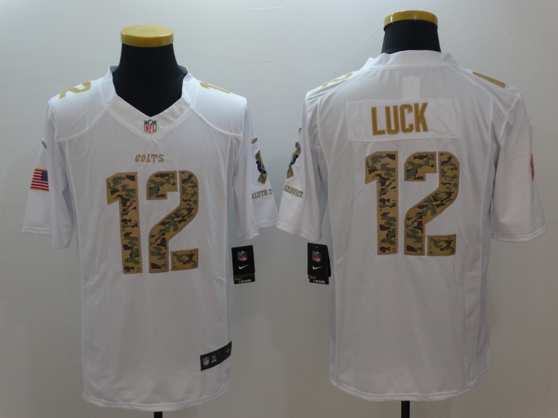 Nike Colts 12 Andrew Luck White Salute to Service Limited Jersey