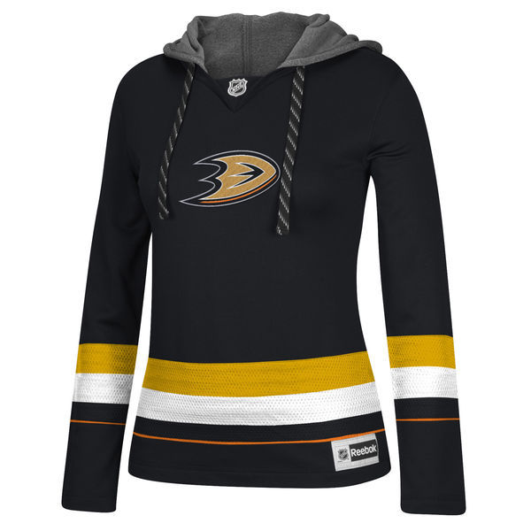 Anaheim Ducks Black All Stitched Women's Hooded Sweatshirt