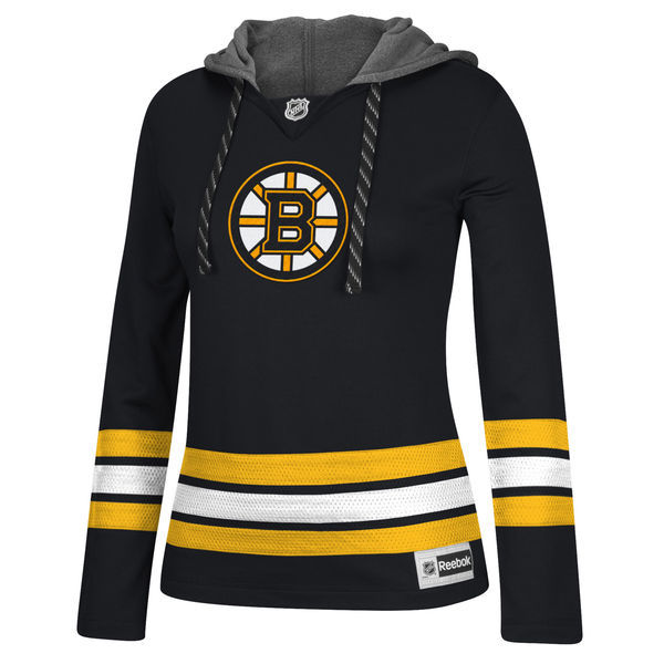 Boston Bruins Black All Stitched Women's Hooded Sweatshirt