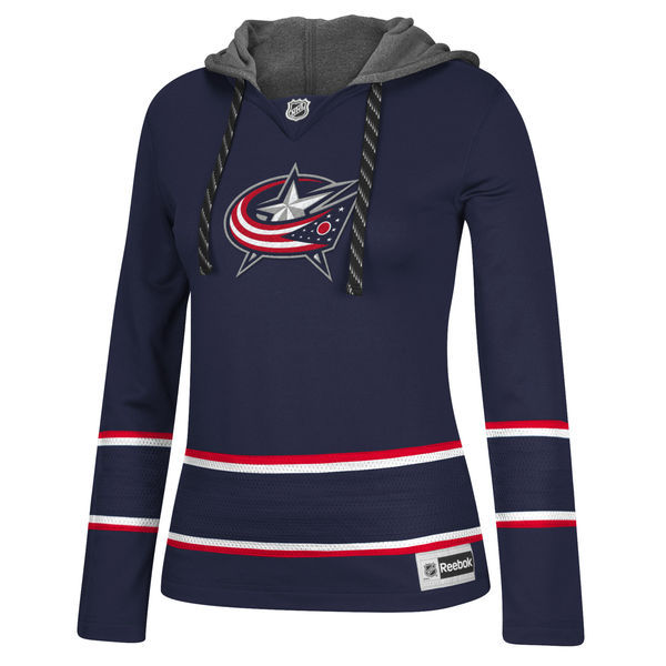 Columbus Blue Jackets Navy All Stitched Women's Hooded Sweatshirt