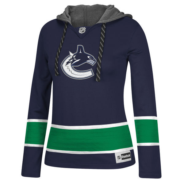Vancouver Canucks Blue All Stitched Women's Hooded Sweatshirt