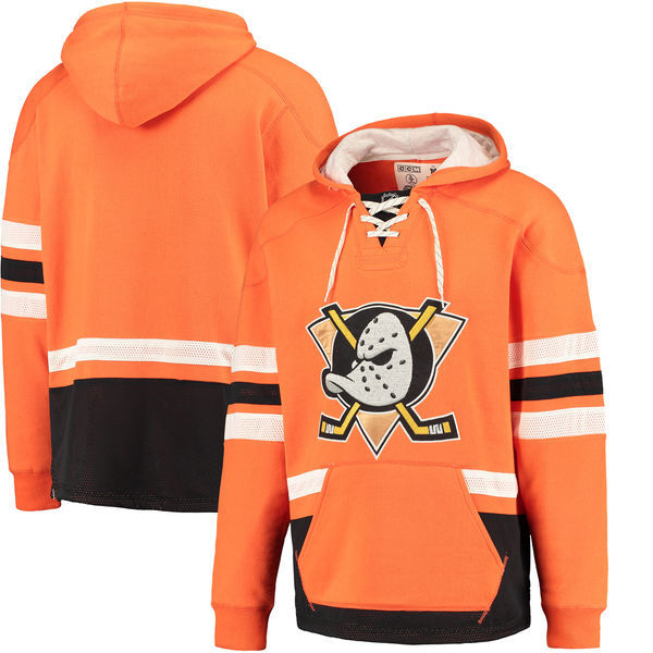 Anaheim Ducks Orange All Stitched Men's Hooded Sweatshirt