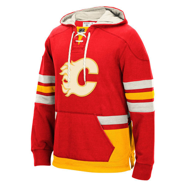 Calgary Flames Red All Stitched Men's Hooded Sweatshirt