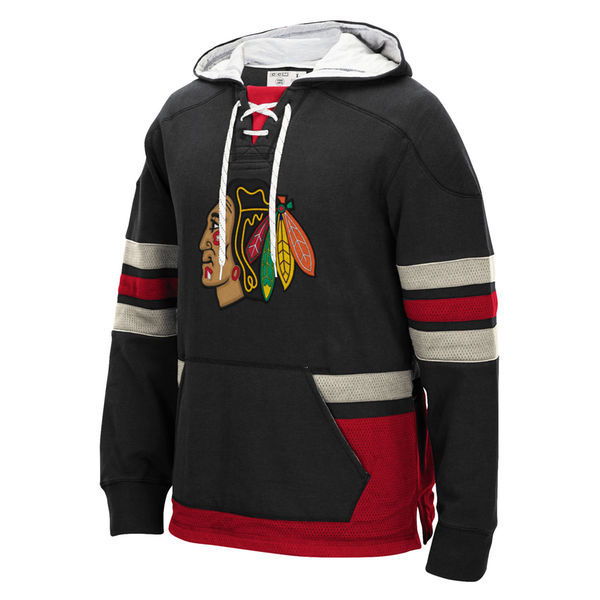 Chicago Blackhawks Black All Stitched Men's Hooded Sweatshirt2 - Click Image to Close