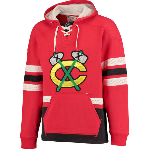 Chicago Blackhawks Red All Stitched Men's Hooded Sweatshirt2 - Click Image to Close