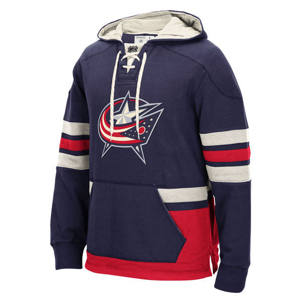 Columbus Blue Jackets Navy All Stitched Men's Hooded Sweatshirt - Click Image to Close