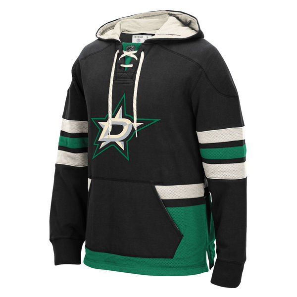 Dallas Stars Black All Stitched Men's Hooded Sweatshirt - Click Image to Close