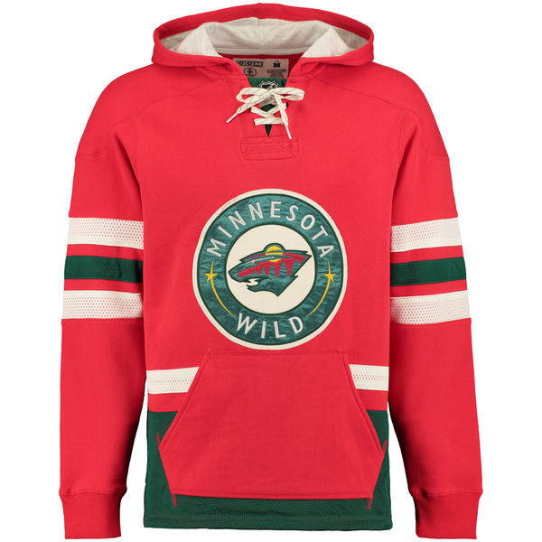 Minnesota Wild Red All Stitched Men's Hooded Sweatshirt - Click Image to Close