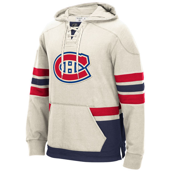 Montreal Canadiens Cream All Stitched Men's Hooded Sweatshirt
