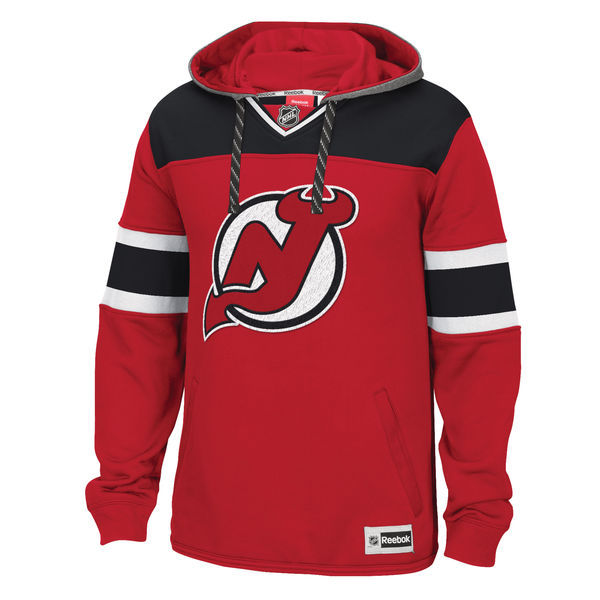 New Jersey Devils Red All Stitched Men's Hooded Sweatshirt2