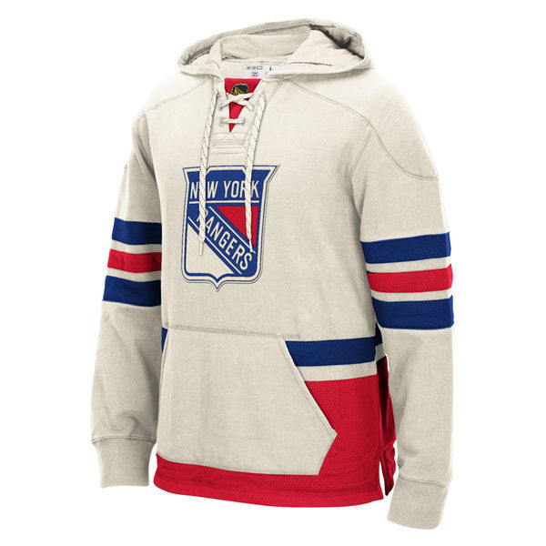 New York Rangers Cream All Stitched Men's Hooded Sweatshirt