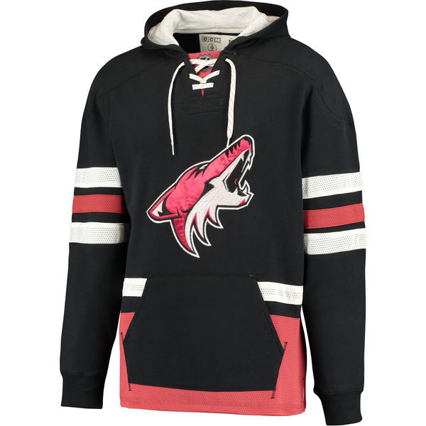 Phoenix Coyotes Black All Stitched Men's Hooded Sweatshirt - Click Image to Close