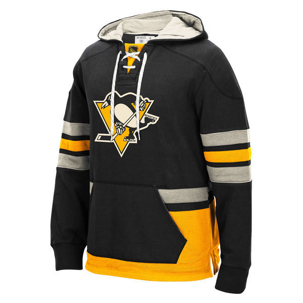 Pittsburgh Penguins Black All Stitched Men's Hooded Sweatshirt - Click Image to Close